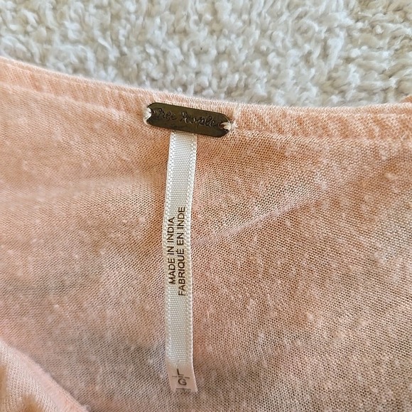 Free People Annka Peach Floral Print One-Shoulder Linen Blend Bubble Top Size L - Picture 12 of 13